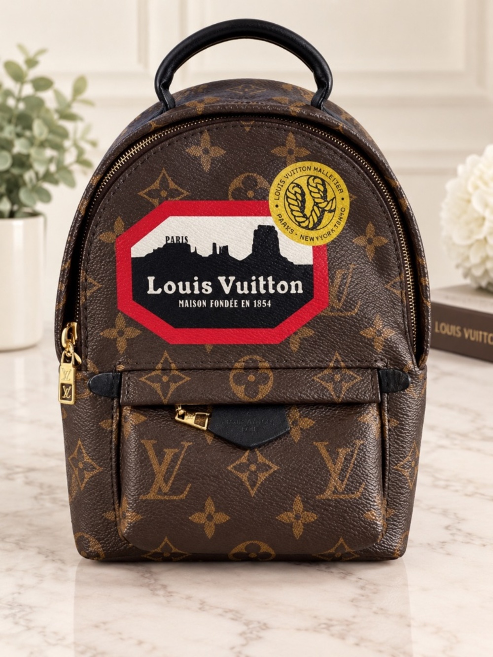 Louis Vuitton LV Monogram Palm Springs Mini Backpack with COA